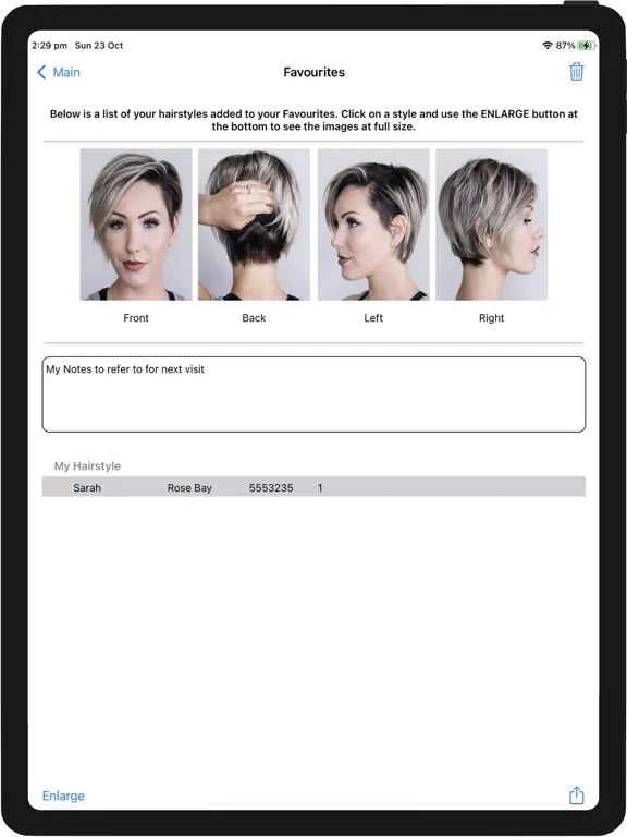 Tangkapan layar My Hairstyle iPad 