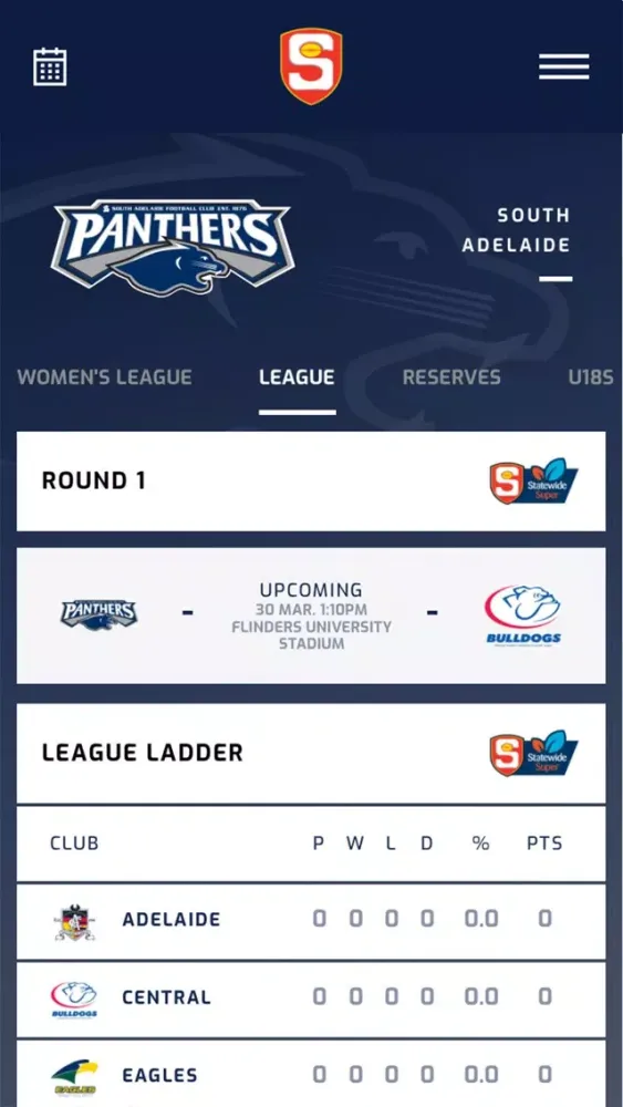 Ảnh chụp màn hình của The Official S.A.F.C App