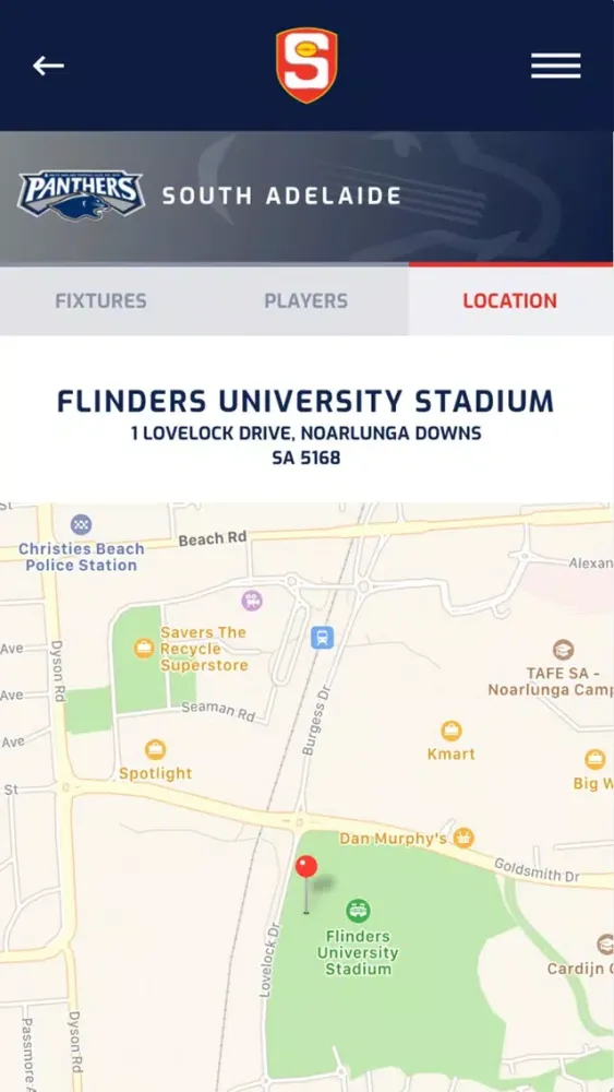 Ảnh chụp màn hình của The Official S.A.F.C App