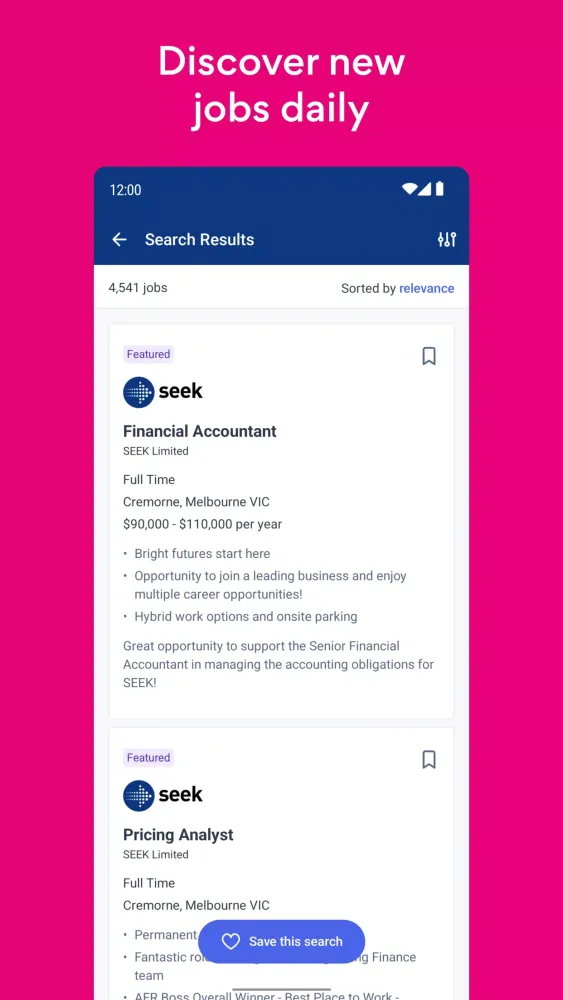 Screenshot di SEEK Jobs