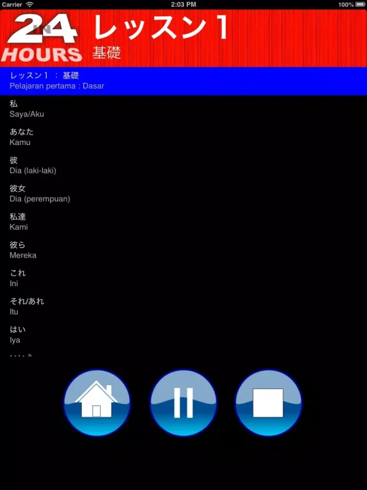 ２４時間でインドネシア語を学ぼう iPad 应用截图