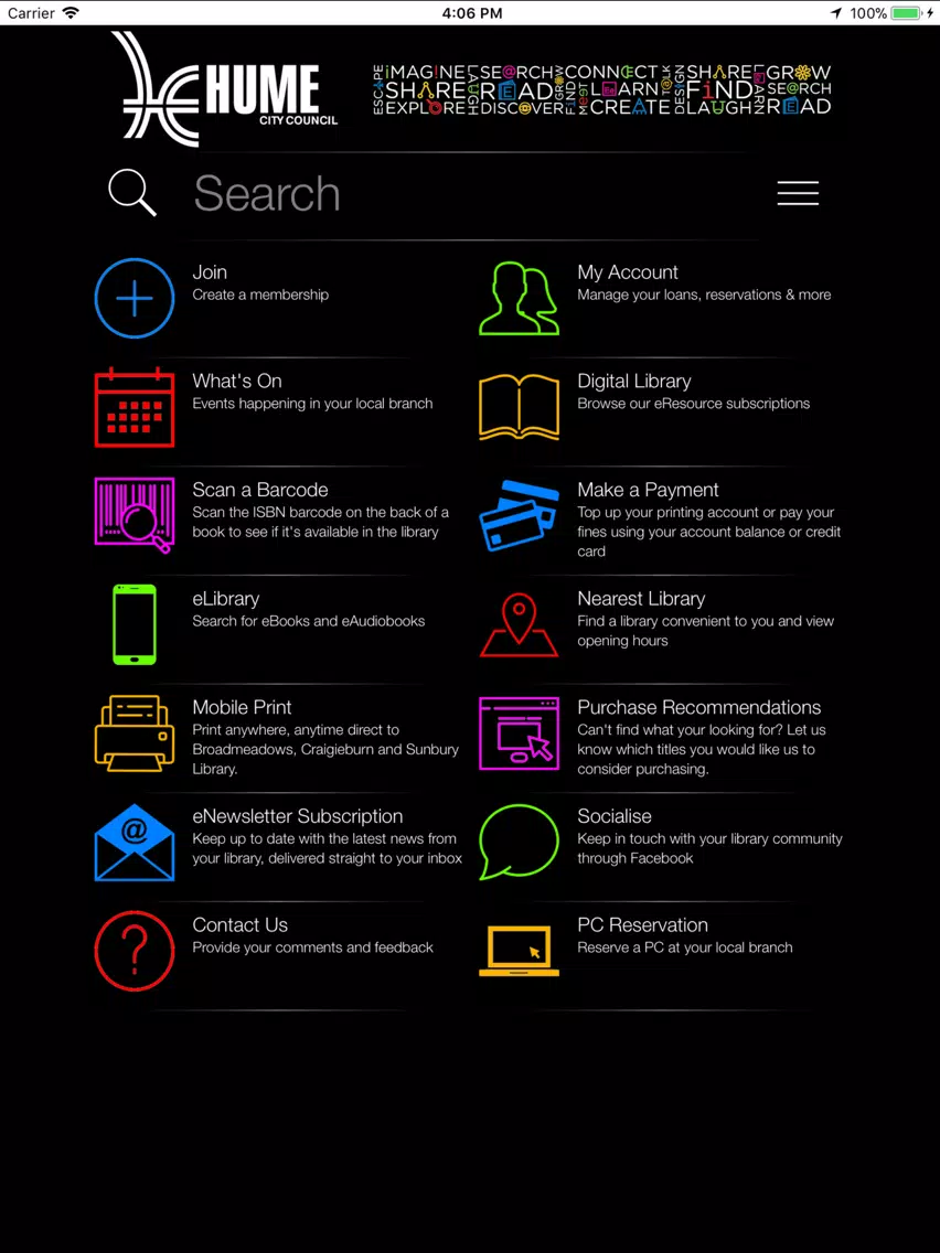 Hume Libraries iPad  Screenshots