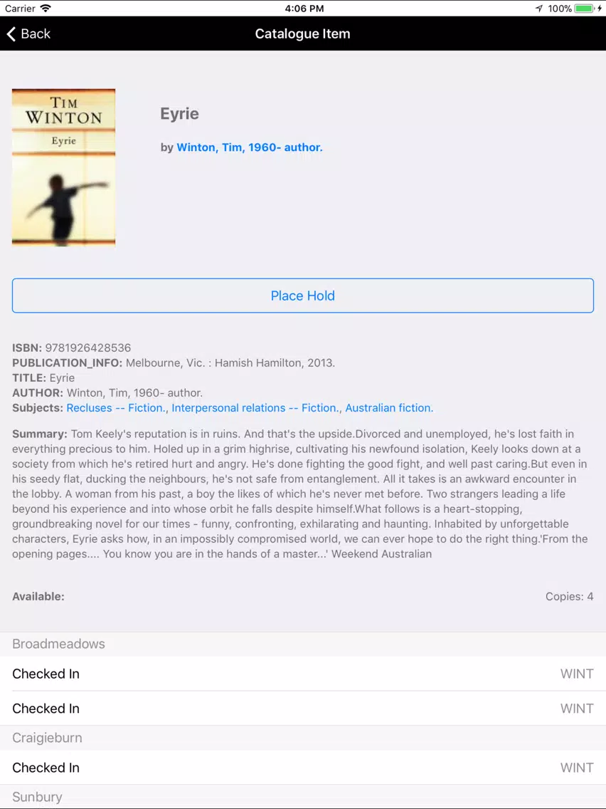 Hume Libraries iPad  Screenshots