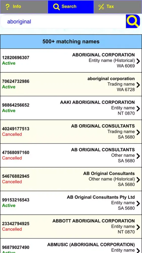 Tax ABN GST DGR Check Ekran Görüntüleri