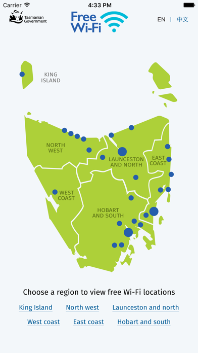 Tangkapan layar Tasmanian Government Free WiFi