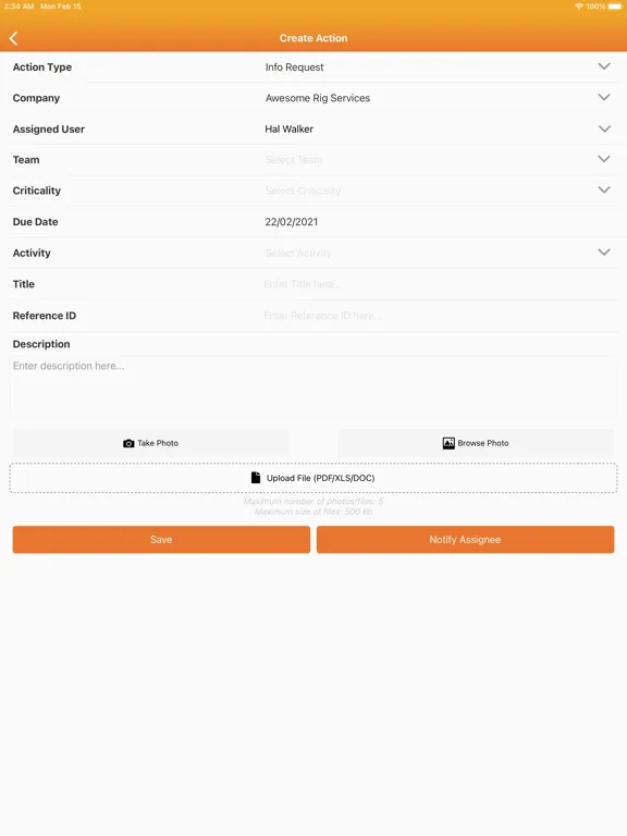 Tangkapan skrin Echitek Assure iPad 