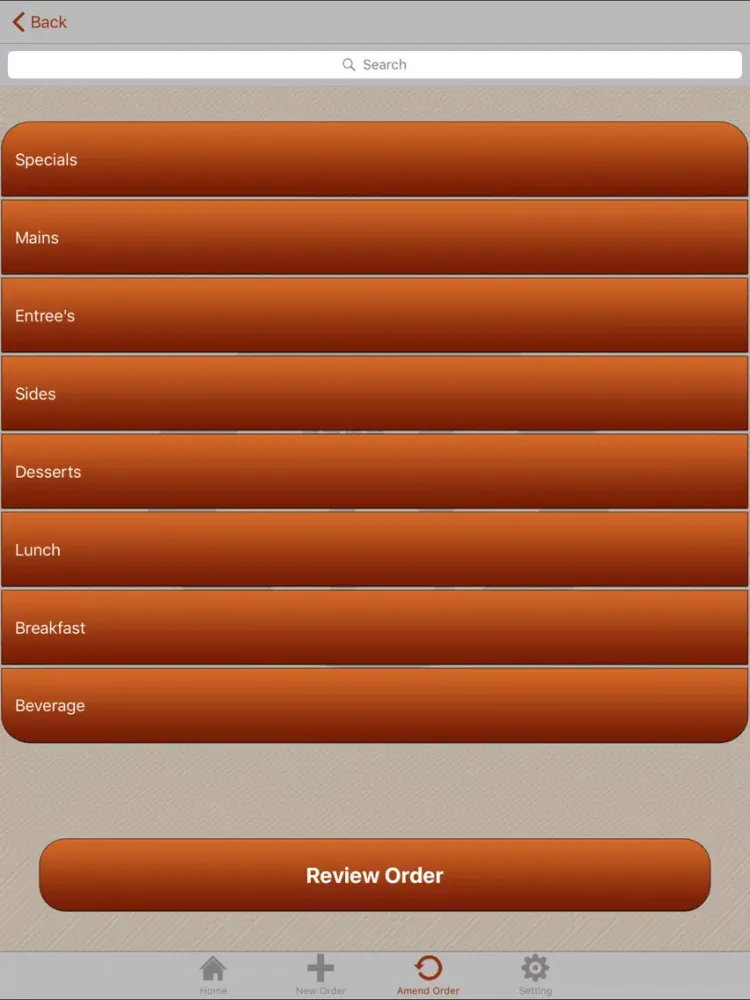 Tangkapan layar A La Carte iPad 