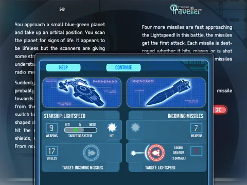 Tangkapan layar Fighting Fantasy: Starship Traveller iPad 