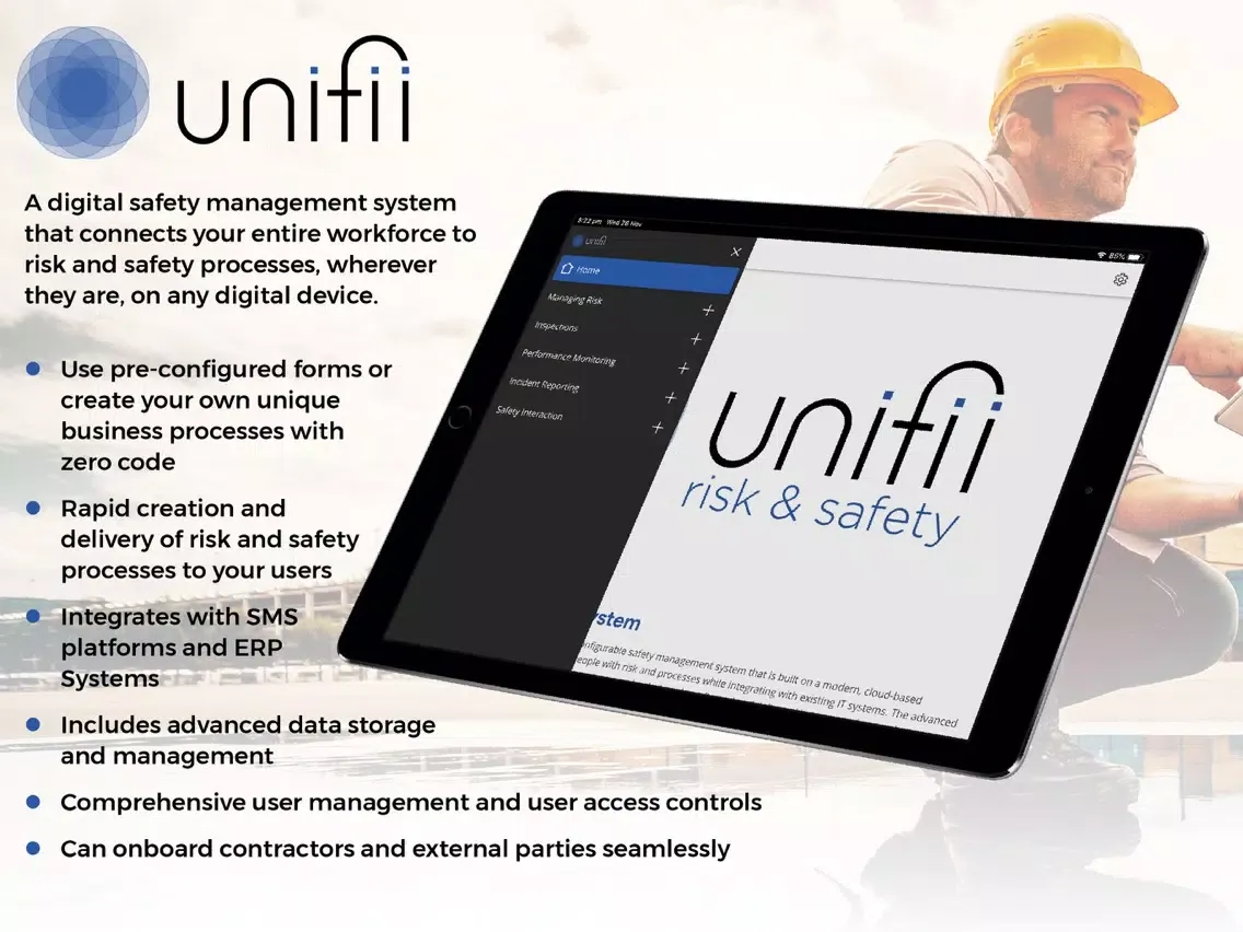 Tangkapan layar Unifii Risk & Safety iPad 