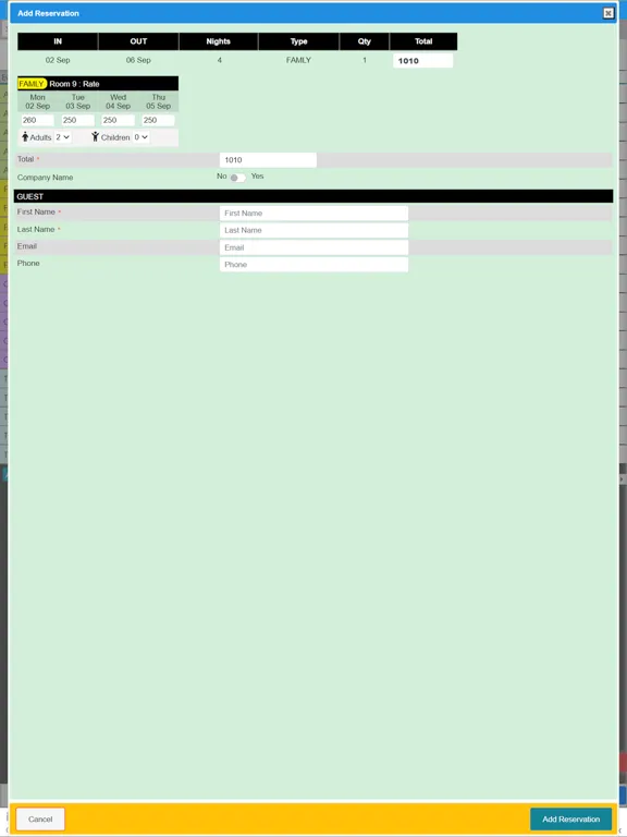 Update247 Reservation System iPad  स्क्रीनशॉट