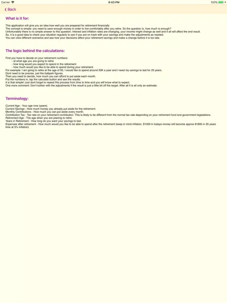 Скриншоты Retirement Calculator iPad 