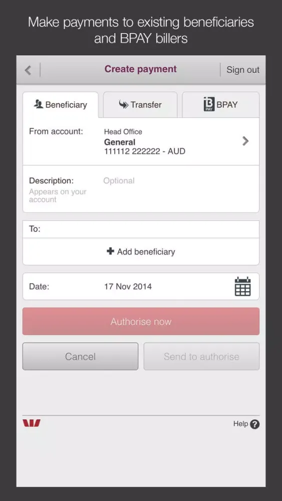 Capturas de tela do Westpac Corporate Mobile