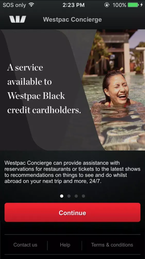 ภาพหน้าจอของ Westpac Concierge