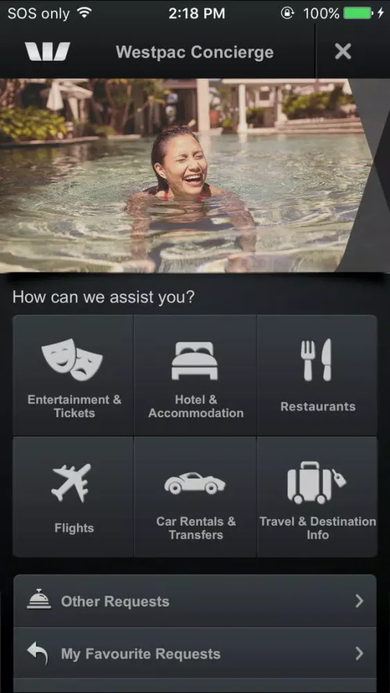 ภาพหน้าจอของ Westpac Concierge