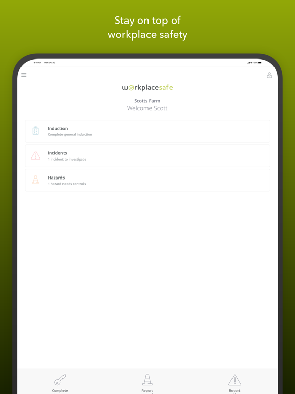 Workplace Safe iPad  Screenshots
