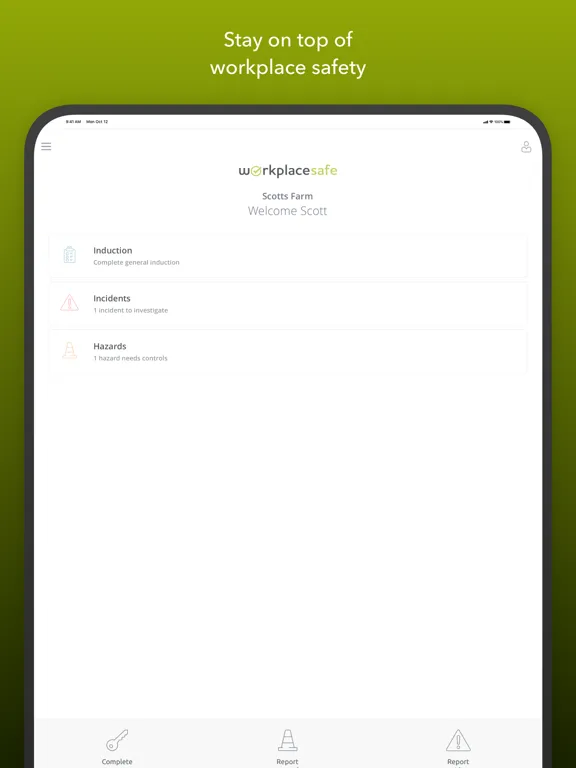 ภาพหน้าจอของ Workplace Safe iPad 