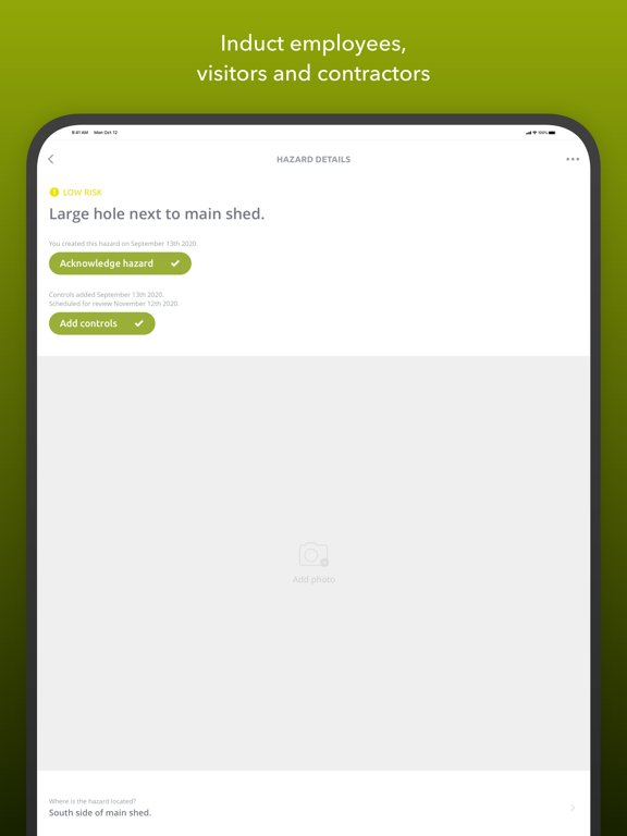 Workplace Safe iPad  Screenshots