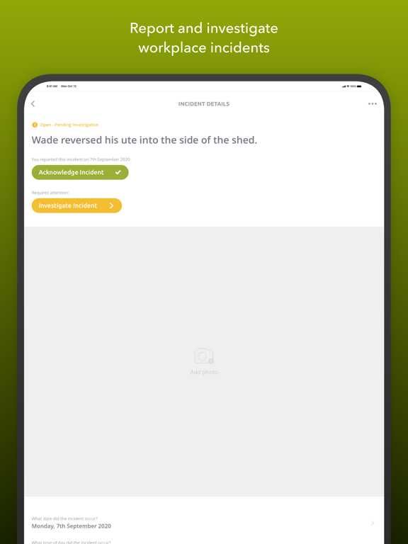 Workplace Safe iPad  Screenshots