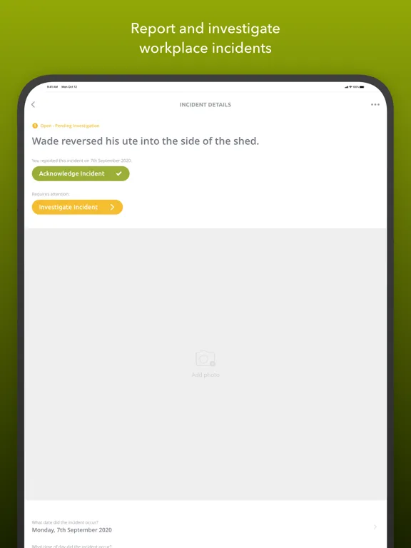 ภาพหน้าจอของ Workplace Safe iPad 