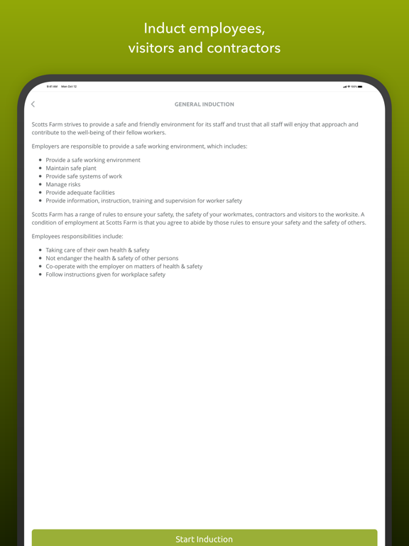 Workplace Safe iPad  Screenshots