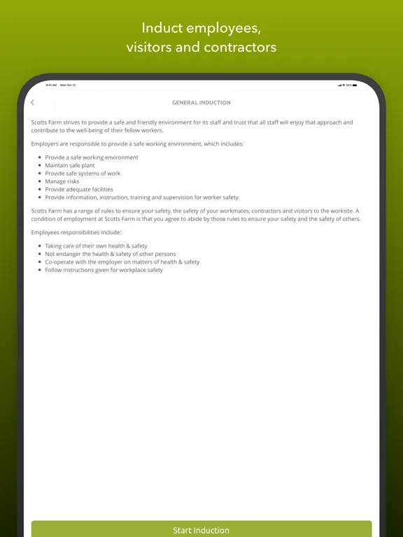 ภาพหน้าจอของ Workplace Safe iPad 