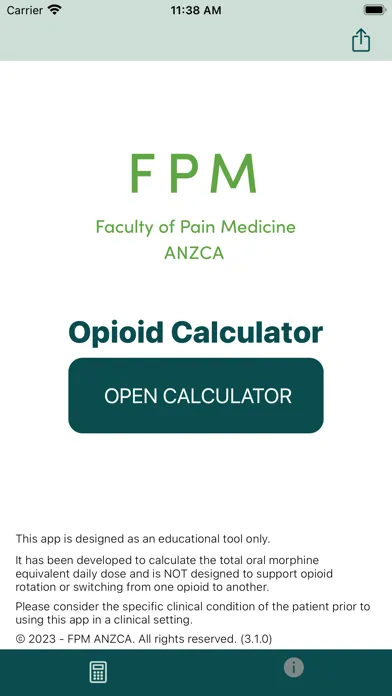 Ảnh chụp màn hình của Opioid Calculator