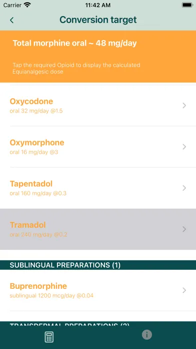 Ảnh chụp màn hình của Opioid Calculator