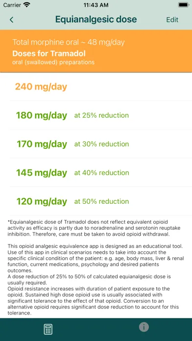 Ảnh chụp màn hình của Opioid Calculator