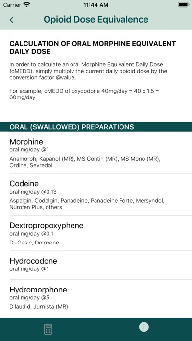 Ảnh chụp màn hình của Opioid Calculator