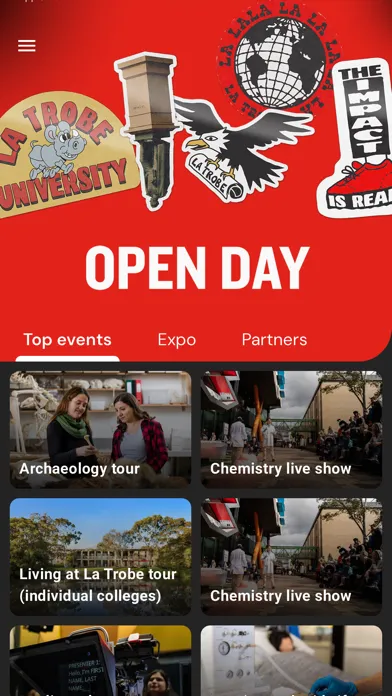 Capturas de tela do Open Day, La Trobe University