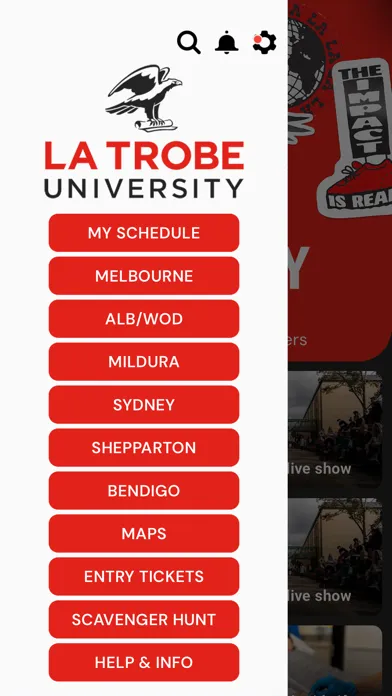 Capturas de tela do Open Day, La Trobe University