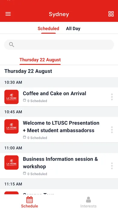 Capturas de tela do Open Day, La Trobe University