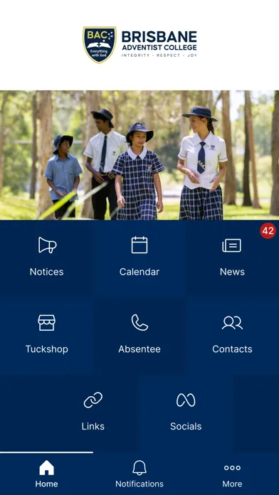 Capturas de tela do Brisbane Adventist College App