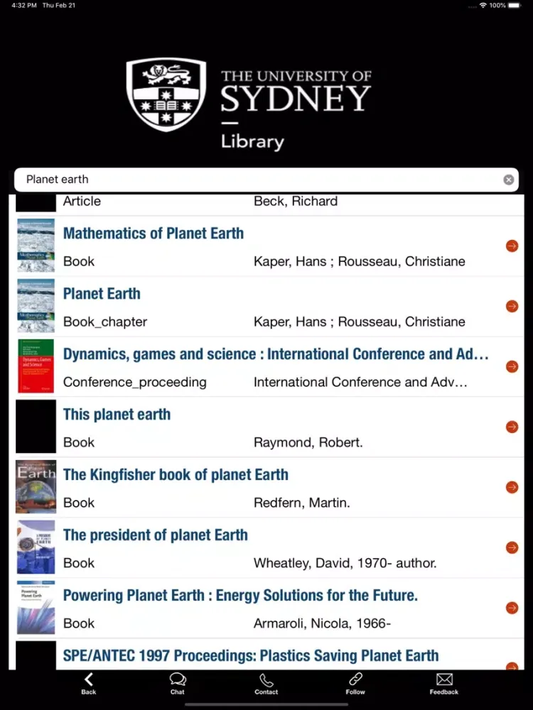 Capturas de pantalla de Sydney Uni Library iPad 