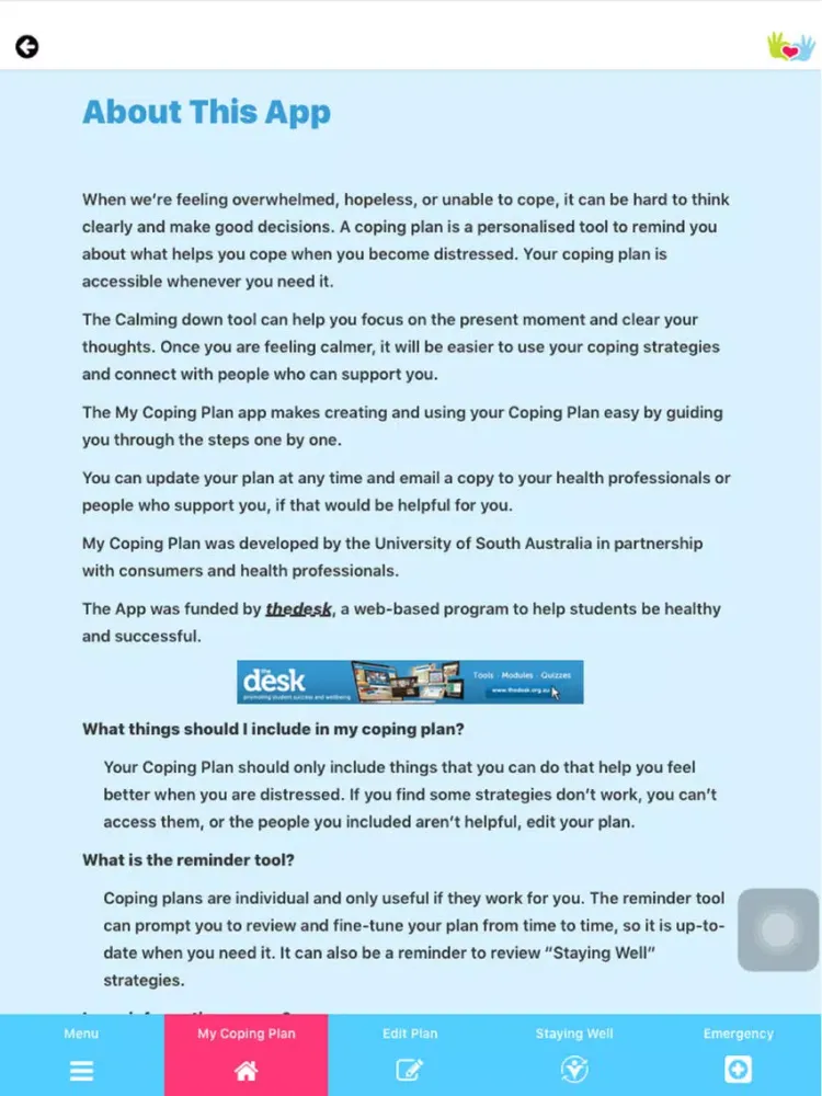 Screenshot di My Coping Plan iPad 