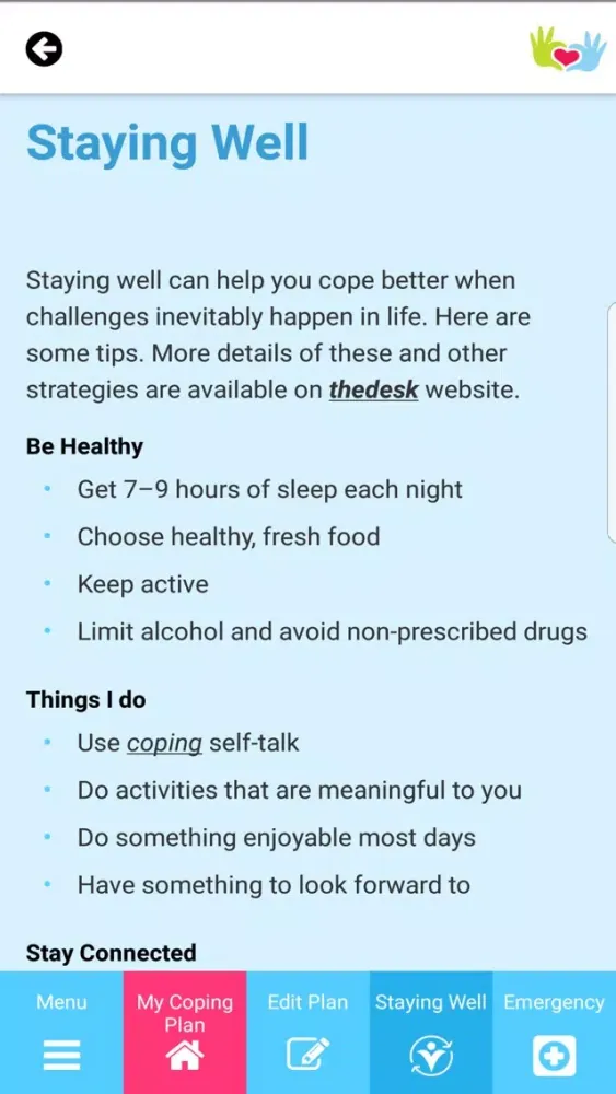 Screenshot di My Coping Plan