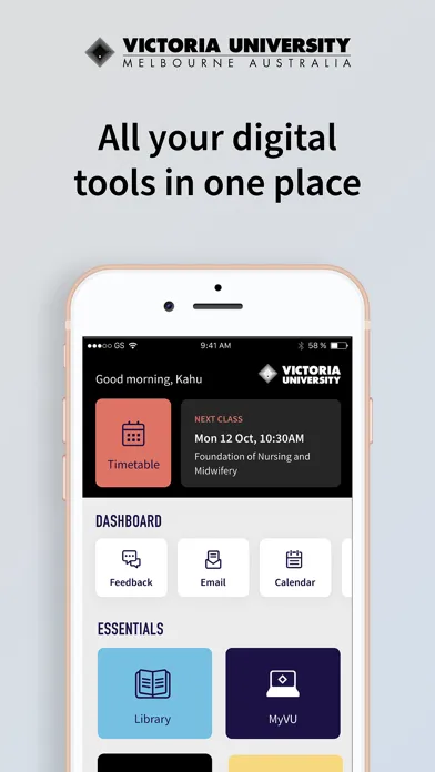 Victoria University App Screenshots