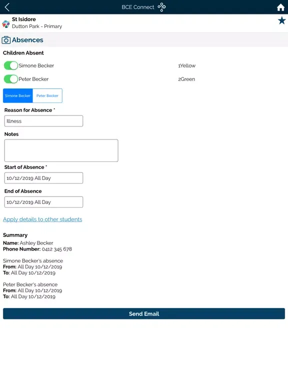 Tangkapan skrin BCE Connect iPad 