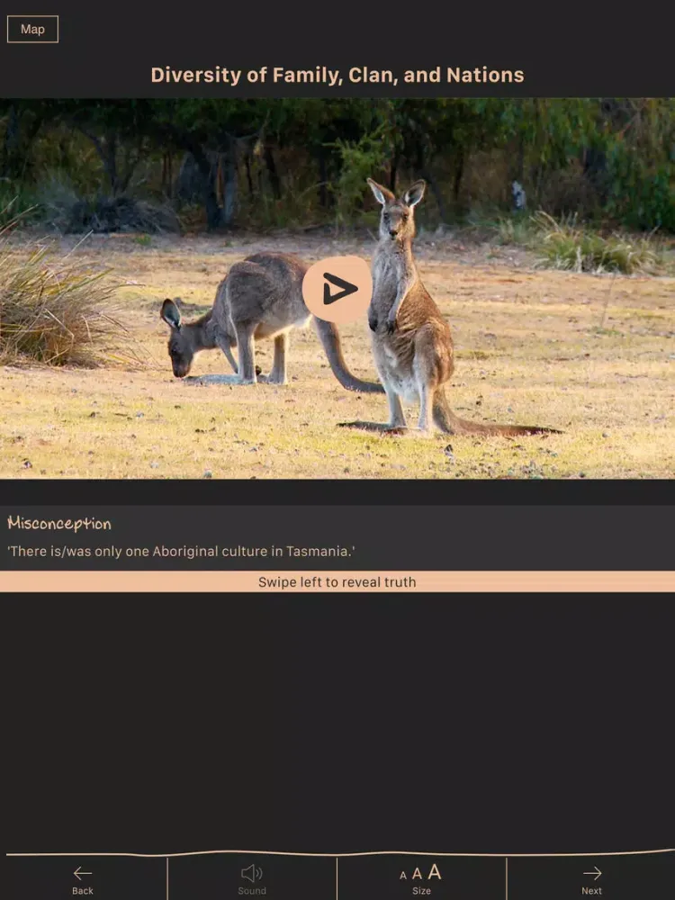 Tangkapan skrin QVMAG First Tasmanians - Our Story iPad 