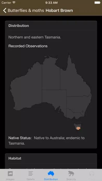 Tangkapan layar Field Guide to Tasmanian Fauna