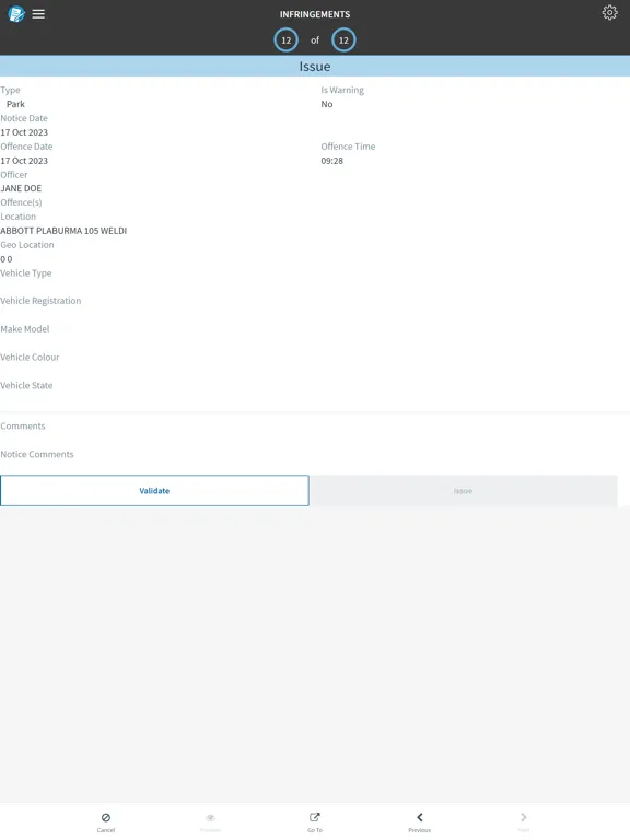 Ảnh chụp màn hình của Altus Infringements iPad 