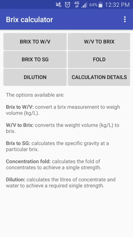 Brix calculator Screenshots