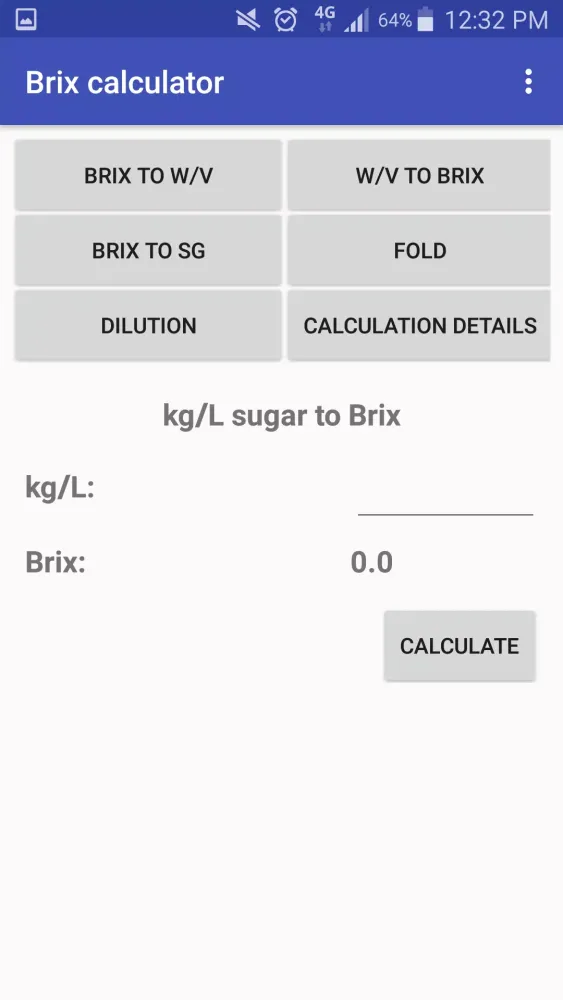 Brix calculator Screenshots