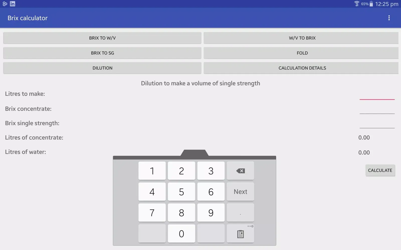 Brix calculator Screenshots