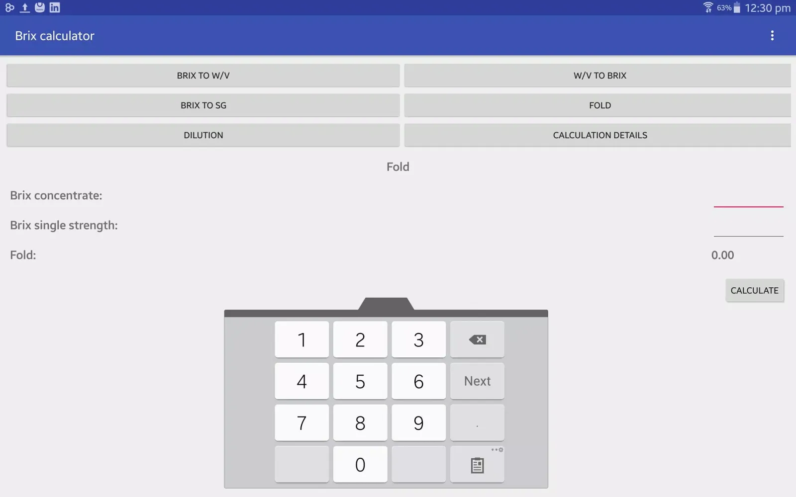 Brix calculator Screenshots