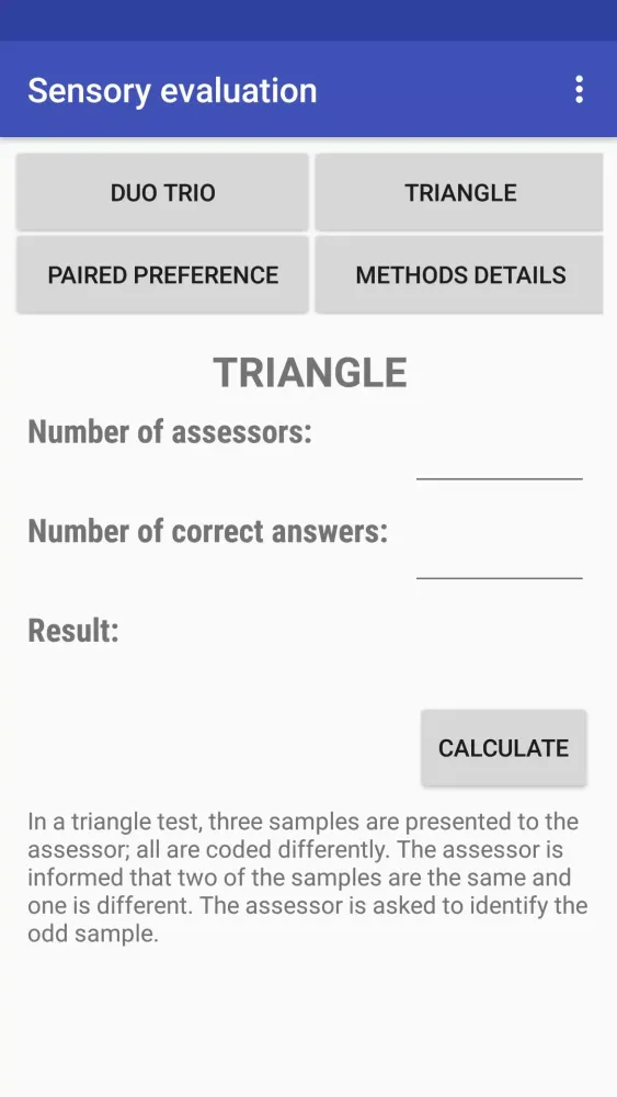 Sensory Evaluation Screenshots