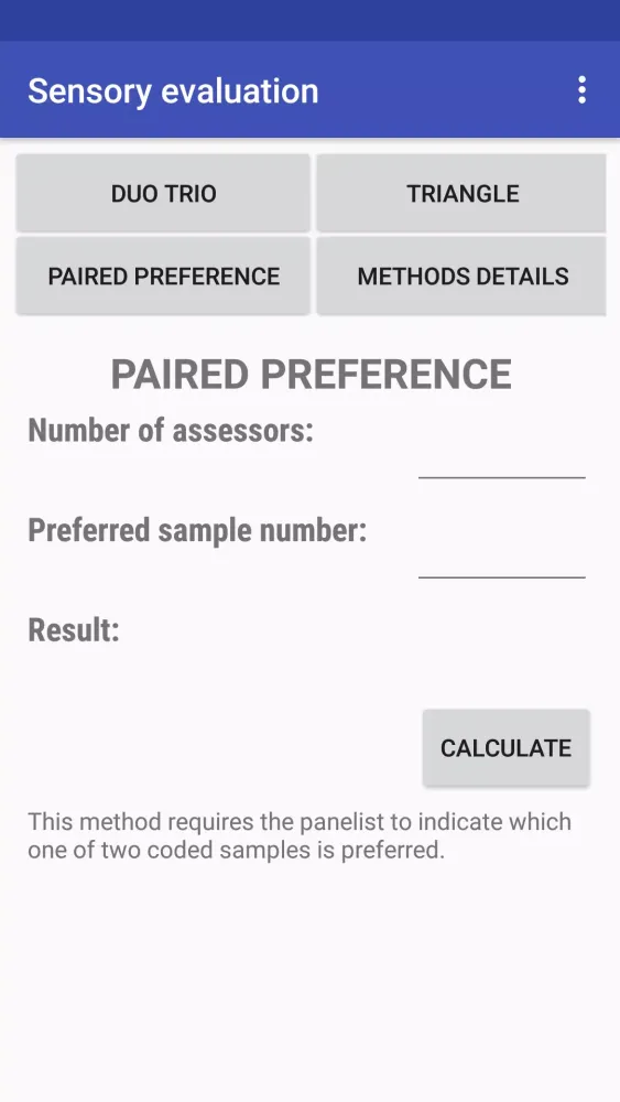 Sensory Evaluation Screenshots