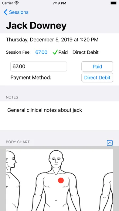 Tangkapan layar Massage Note