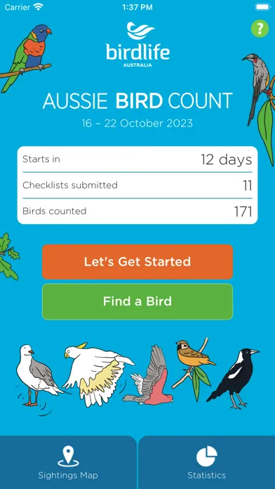 Capturas de tela do Aussie Bird Count