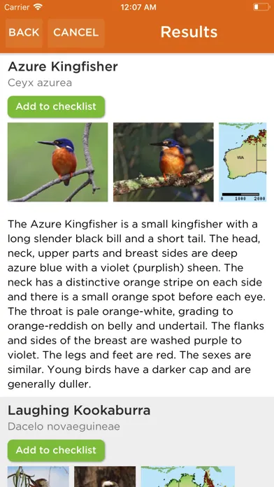 Capturas de tela do Aussie Bird Count